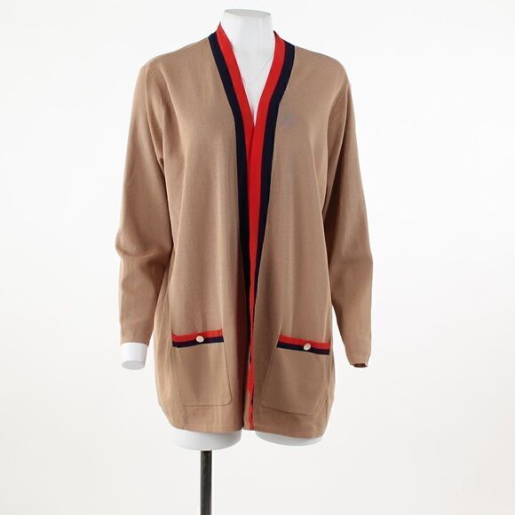 Anne Klein Plus Size Malibu Colorblocked Light Coffee Cardigan - Picture 2 of 5